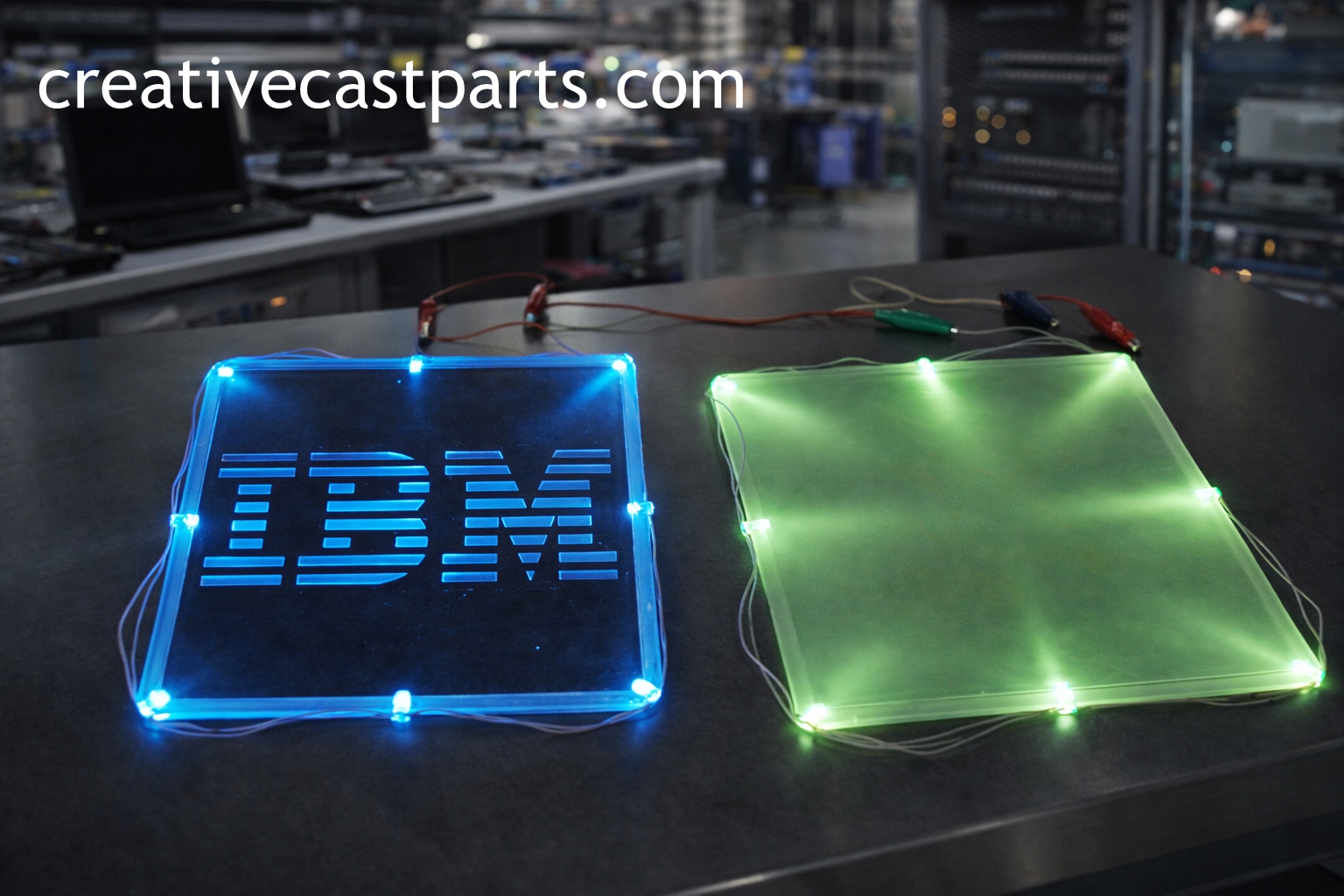 Illuminated mouse pad with LED overmold by Creative Cast Parts.